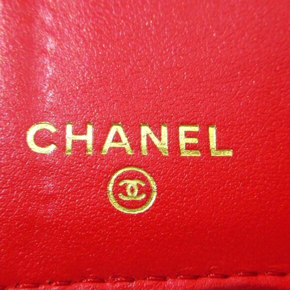 CHANEL Matelasse Red Calfskin Trifold Wallet Gold hardware 740-082025 - Picture 11 of 12